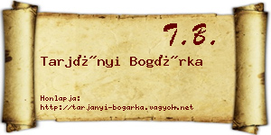 Tarjányi Bogárka névjegykártya